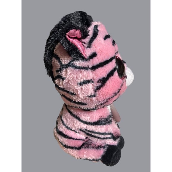 Ty Beanie Boos Zoey Plush Pink Zebra With Glittery Eyes  Stripes Stuffed Animal - Picture 8 of 12